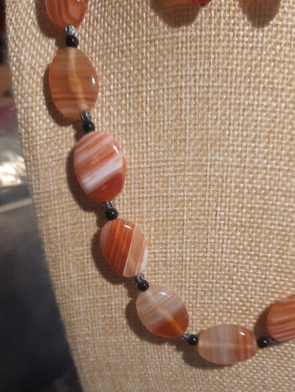 Handcrafted Orange Agate Necklace and Earrings Set - Picture 4 of 5